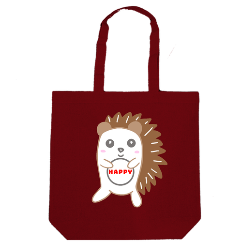 ハッピーハリネズミ 厚手コットンマチ付トート(L)