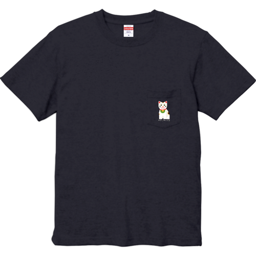 開運大吉猫ちゃん ハイクオリティーポケットTシャツ