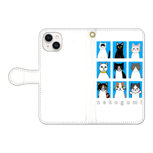 猫組アルバム iPhone15 手帳型スマホケース