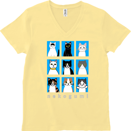 猫組アルバム スリムフィット VネックTシャツ