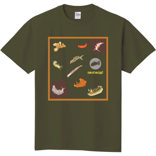 定番 大阪湾のウミウシTシャツ Ver.2（半袖）アーミーグリーン＆オリーブ 定番Ｔシャツ