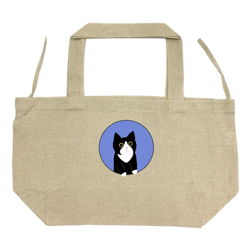 まるの中からハチワレさん コットンリネンひも付たっぷりトート