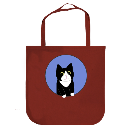 まるの中からハチワレさん 厚手コットンラウンドボトムバッグ(L)