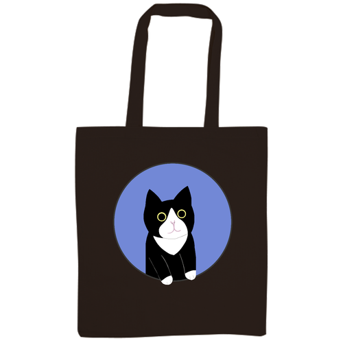 まるの中からハチワレさん 厚手コットンバッグ（L)