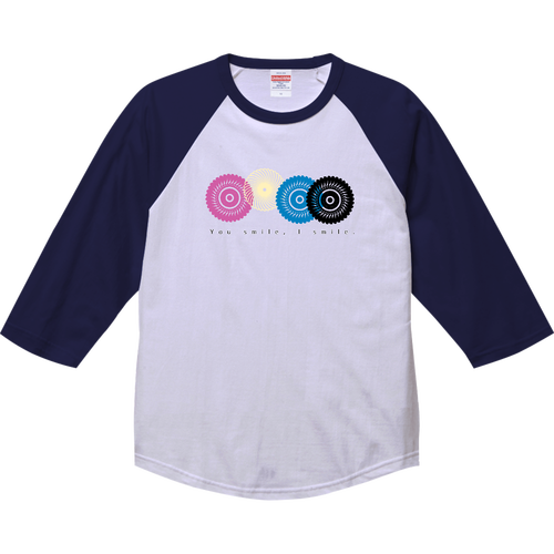 フラワースタンプ ラグランTシャツ（七分袖）