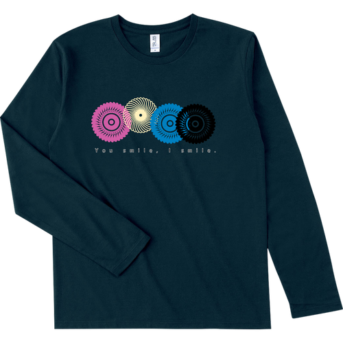 フラワースタンプ スリムフィット ロングスリーブTシャツ