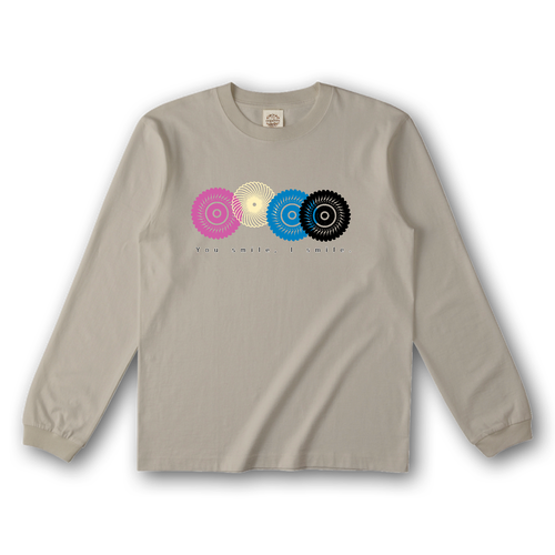 フラワースタンプ オーガニックコットンロングスリーブTシャツ（リブ有り）