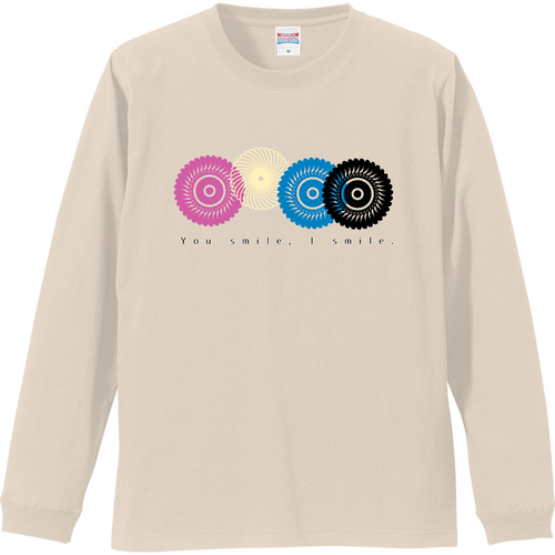 フラワースタンプ リブ付 ロングスリーブＴシャツ