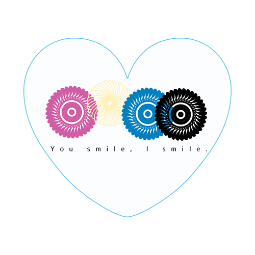 フラワースタンプ アクリルバッジハート(58x50mm)