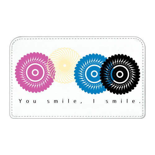 フラワースタンプ スクエアレザーポーチ