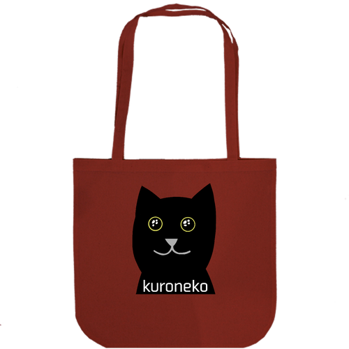 おめめウルウル黒猫さん 厚手コットンラウンドボトムバッグ(M)