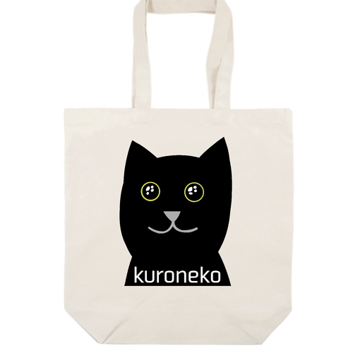 おめめウルウル黒猫さん オーガニックコットンキャンバストート（M）