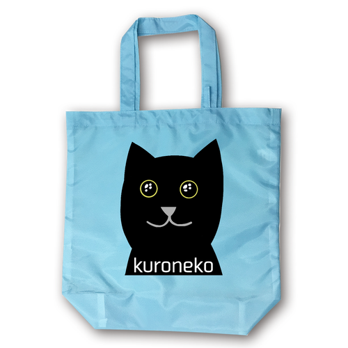 おめめウルウル黒猫さん コンパクトバッグ（M）ポーチ付き