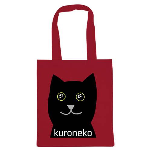 おめめウルウル黒猫さん 厚手コットンバッグ（M)