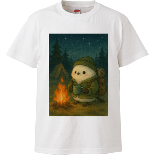 シマエナガのキャンプ ハイクオリティーTシャツ