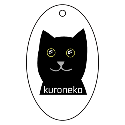 おめめウルウル黒猫さん アクリルキーホルダー　楕円型 (6cm)