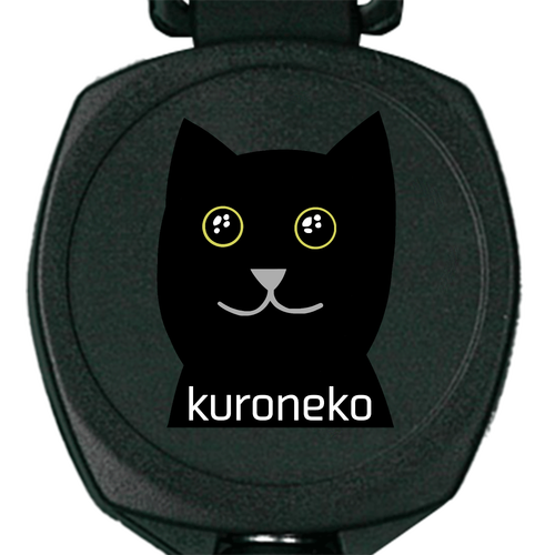 おめめウルウル黒猫さん カラビナ付リールキーホルダー