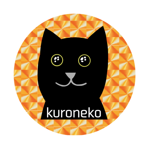 おめめウルウル黒猫さん ホログラムオリジナル缶バッジ(Φ75㎜)