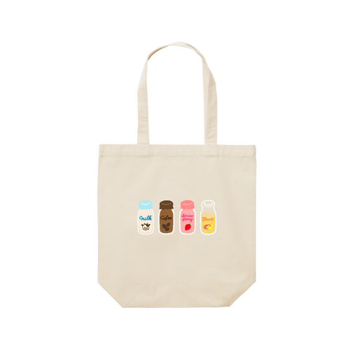 瓶牛乳たち（バックの色選べます） レギュラーキャンバストートバッグ(M) (フルカラー転写プリント)