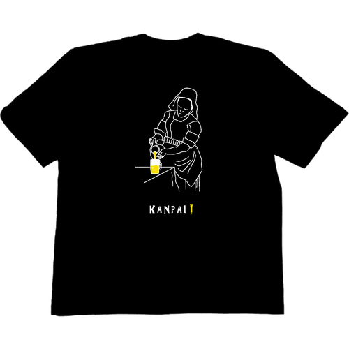 名画 × BEER(牛乳を注ぐ女)白線画 バックプリント | ヘビーウェイト ビッグシルエットTシャツ ヘビーウェイト ビッグシルエットTシャツ