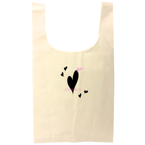 ピンクのハート！ オーガニックコットンマルシェバッグ