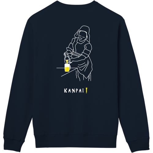 名画 × BEER(牛乳を注ぐ女)白線画 バックプリント | 軽量スウェット 軽量スウェット