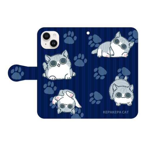 けぱけぱした子猫 iPhone15 手帳型スマホケース
