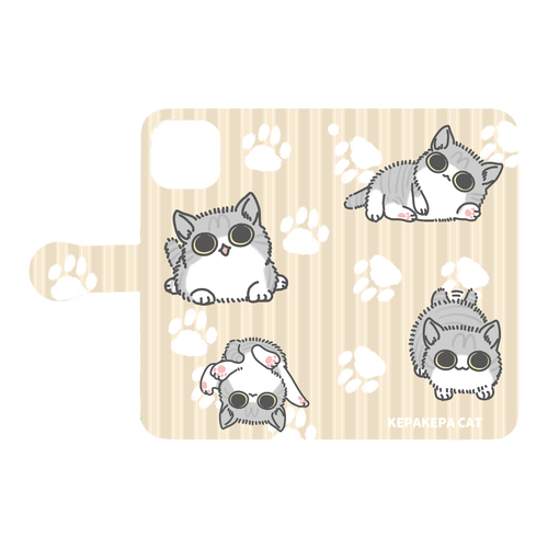 けぱけぱした子猫 iPhone11 手帳型スマホケース