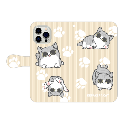 けぱけぱした子猫 iPhone15 Pro Max 手帳型スマホケース