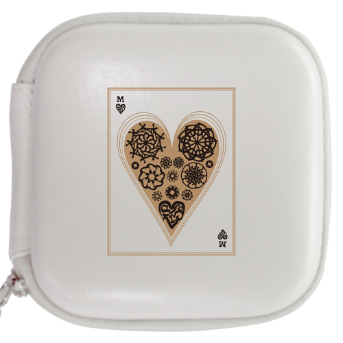 ことばもん／「ママだいすき」ハート　アンティークトランプ風２／レザーマルチケースS レザースタイルマルチケース（S）