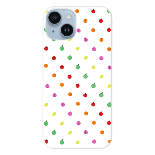 ドット よく見るとフルーツ iPhone14 (白)