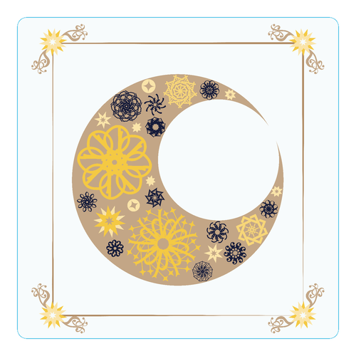 ことばもん／「だいすき」Moon　アートフレーム風イニシャルなし版／４角コースター アクリルコースター（四角）