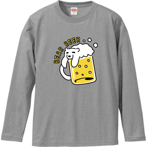 シロクマさんとビール ロングスリーブTシャツ