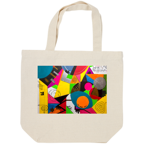 「season」幾何学、抽象画 ART バッグ  F.Dアート キャンバスデイリートート（SM)【白プリント有】