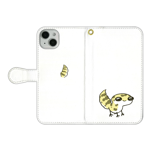 レオパ（ハイイエロー）×ホワイト｜手帳型スマホケース iPhone14 Plus 手帳型スマホケース