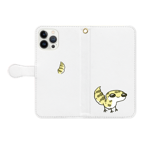 レオパ（ハイイエロー）×ホワイト｜手帳型スマホケース iPhone13 Pro Max 手帳型スマホケース