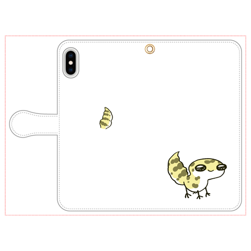 レオパ（ハイイエロー）×ホワイト｜手帳型スマホケース iPhone Xs MAX 手帳型スマホケース