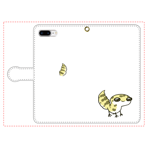 レオパ（ハイイエロー）×ホワイト｜手帳型スマホケース iPhone7plus 手帳型スマホケース