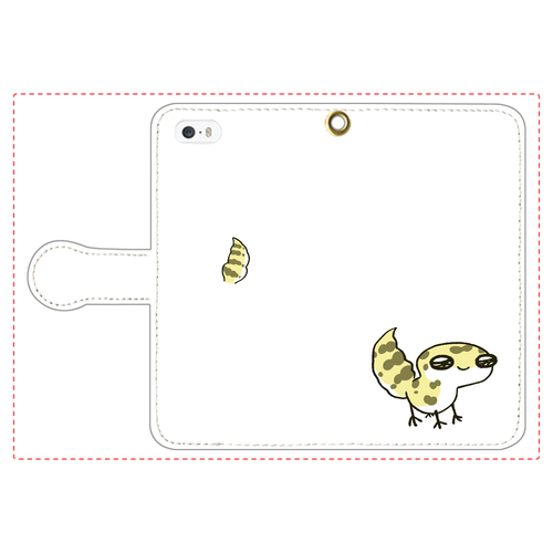 レオパ（ハイイエロー）×ホワイト｜手帳型スマホケース iPhone5/5s 手帳型スマホケース