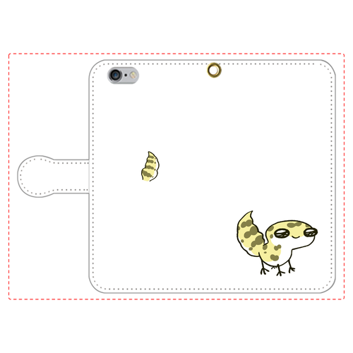 レオパ（ハイイエロー）×ホワイト｜手帳型スマホケース iPhone6/6s 手帳型スマホケース