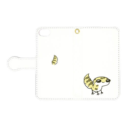 レオパ（ハイイエロー）×ホワイト｜手帳型スマホケース iPhoneSE2/SE3 手帳型スマホケース　