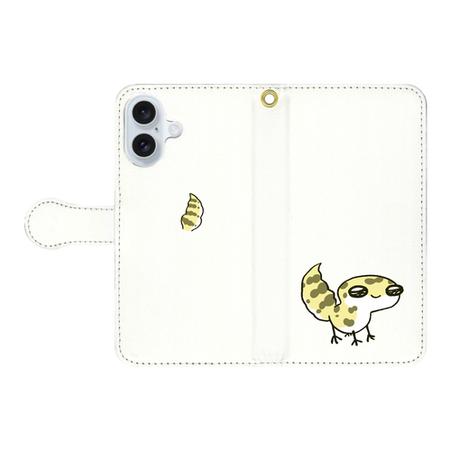 レオパ（ハイイエロー）×ホワイト｜手帳型スマホケース iPhone16 手帳型スマホケース