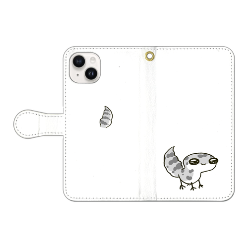 レオパ（スーパーマックスノー）×ホワイト｜手帳型スマホケース iPhone15 手帳型スマホケース