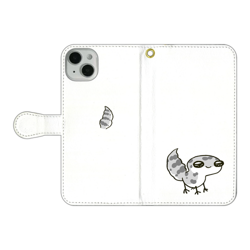 レオパ（スーパーマックスノー）×ホワイト｜手帳型スマホケース iPhone14 Plus 手帳型スマホケース