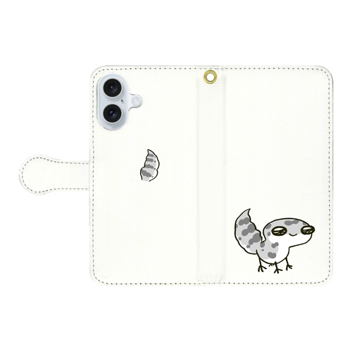 レオパ（スーパーマックスノー）×ホワイト｜手帳型スマホケース iPhone16 手帳型スマホケース