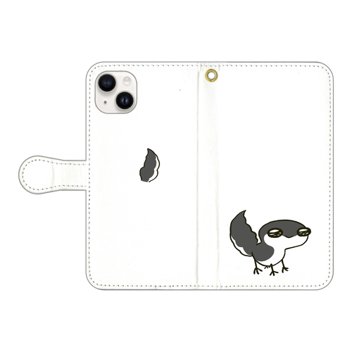 レオパ（ブラックナイト）×ホワイト｜手帳型スマホケース iPhone15 Plus 手帳型スマホケース