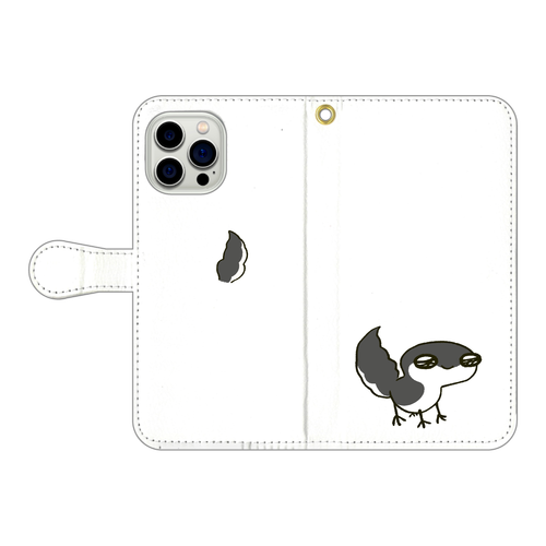 レオパ（ブラックナイト）×ホワイト｜手帳型スマホケース iPhone15 Pro Max 手帳型スマホケース