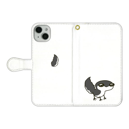 レオパ（ブラックナイト）×ホワイト｜手帳型スマホケース iPhone14 Plus 手帳型スマホケース