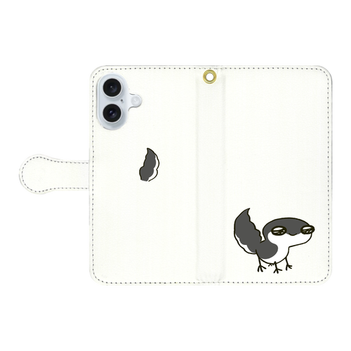 レオパ（ブラックナイト）×ホワイト｜手帳型スマホケース iPhone16 手帳型スマホケース