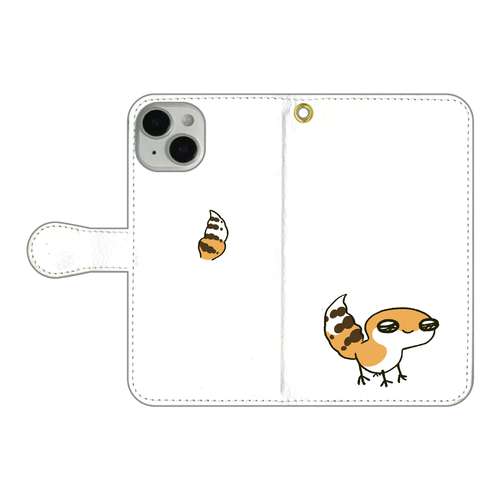 レオパ（タンジェリン）×ホワイト｜手帳型スマホケース iPhone14 手帳型スマホケース